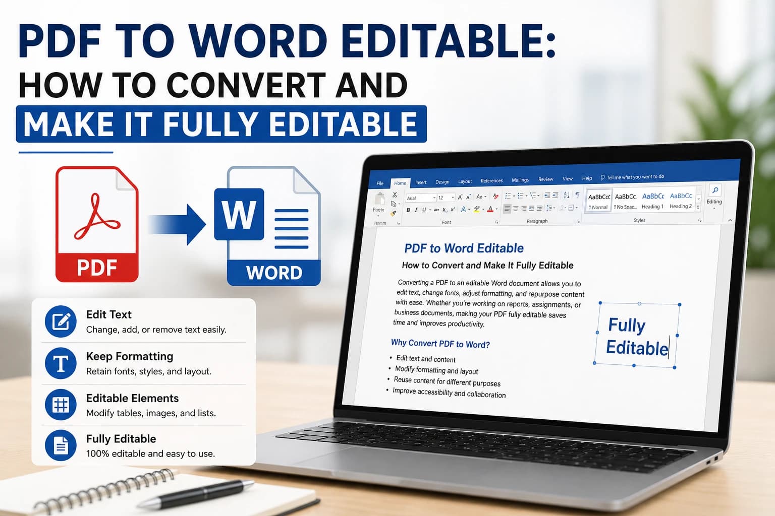 PDF to Word Editable: How to Convert and Make It Fully Editable