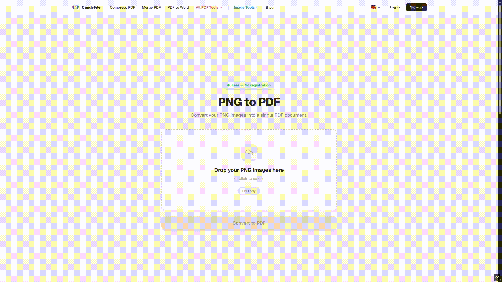 Demo conversione PNG in PDF — carica e scarica